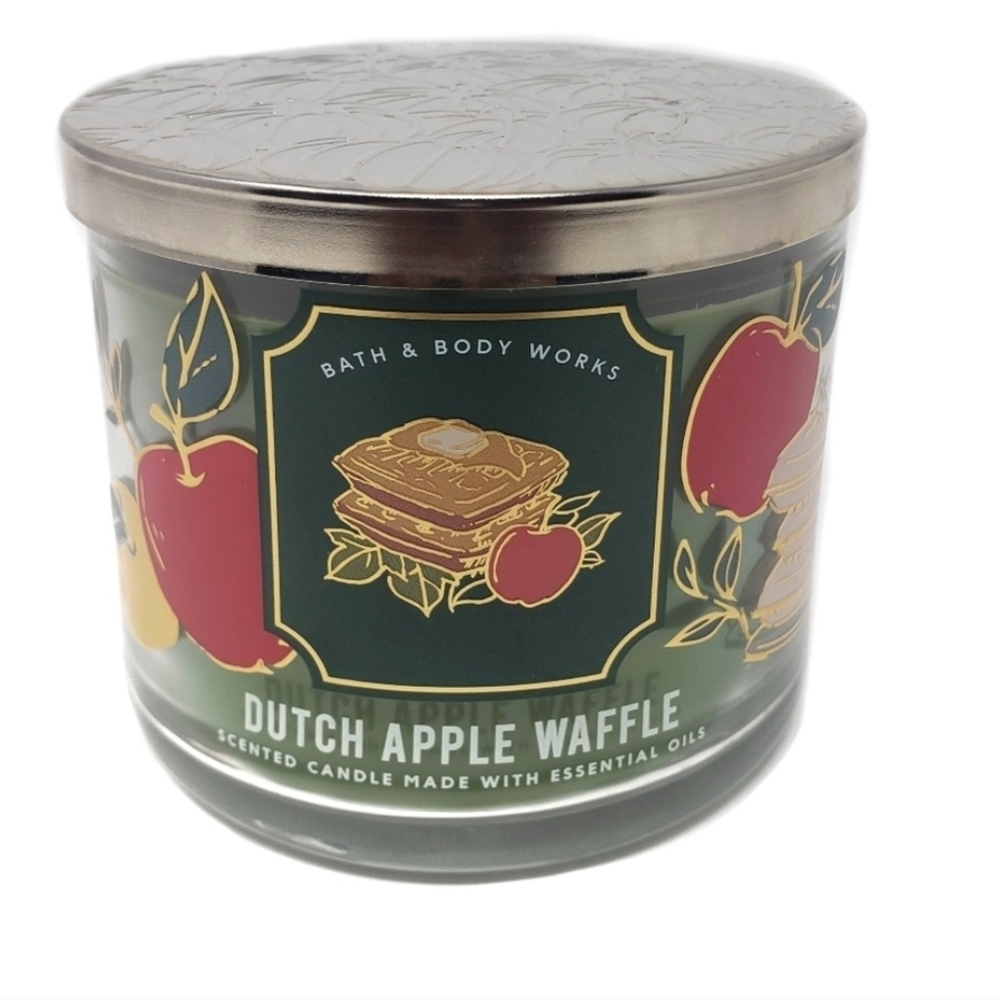 Bath & Body Works Dutch Apple Waffle 3-Wick Candle 14.5 oz – Fall Scent